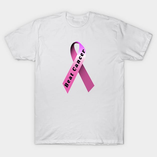 pink breast cancer ribbon T-Shirt by DrewskiDesignz